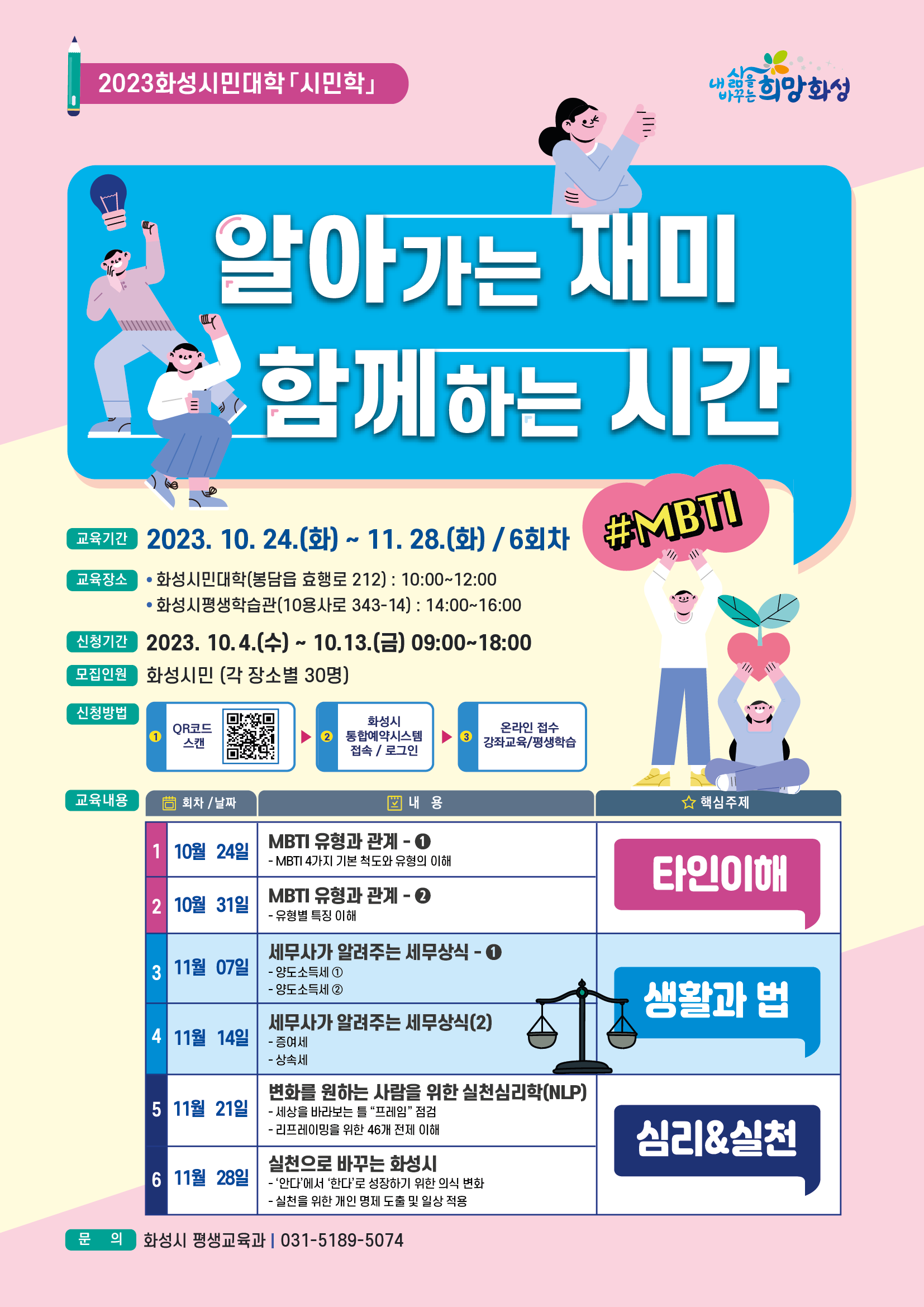 2023년 화성시민대학 '시민학' 3차 수강생 모집 안내 이미지 0번